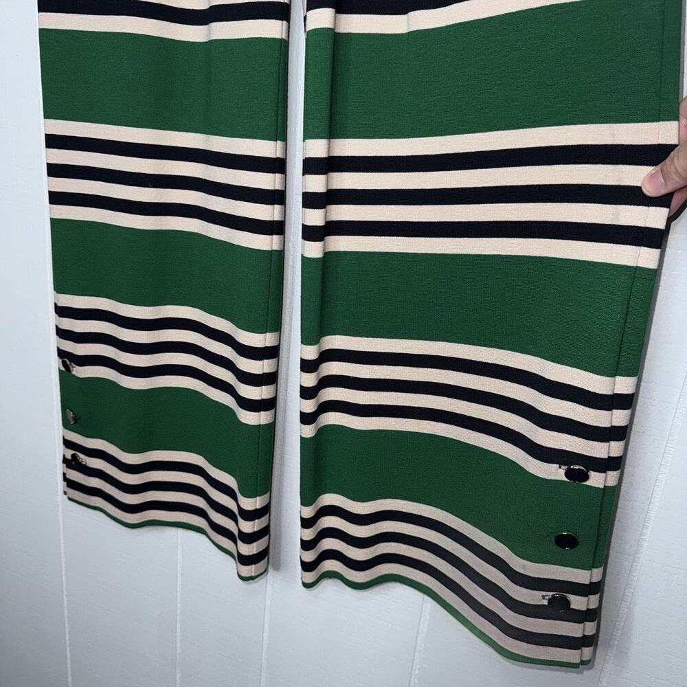 Pearl By Lela Rose Women’s Striped Green Trousers Wide Leg Size 8 - Picture 4 of 6